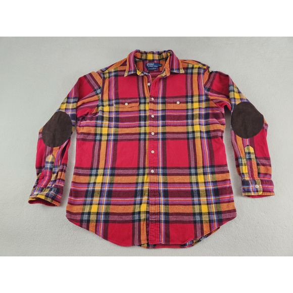Polo Ralph Lauren Other - Mens Polo by Ralph Lauren 90s Dungaree Workshirt Flannel Red XXL Elbow Patch